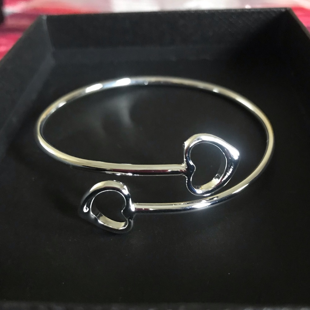Women's Silver Open Heart Cuff Bracelet